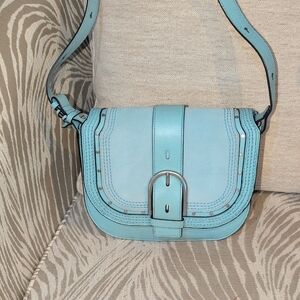 Fossil Wiley Turquoise Leather Saddle Bag  Crossbody Bag